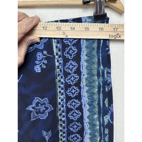 Women's STUDIO C CANADA Blue & Green Wrap Midi Skirt Women's Size 14 Classic - Picture 7 of 11